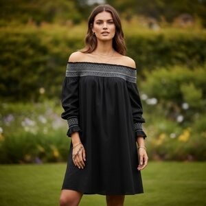 Maje Rafy Off-Shoulder Mini Dress – Lightweight Embroidered Boho Festival – M